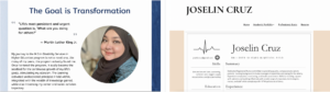 Images from Rokshana Ali's Disability Studies ePortfolio and Joselin Cruz's Bachelors of Science in Nursing ePortfolio